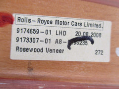 Rolls Royce Phantom Coupe left roof frame c pillar panel wood trim