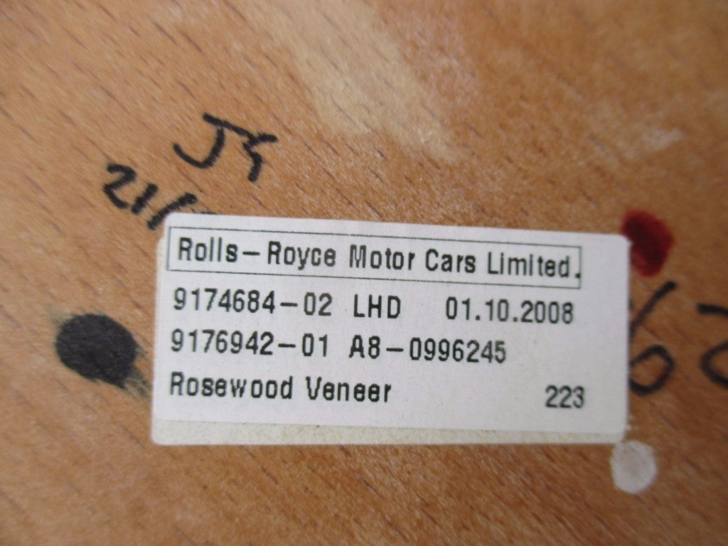 Rolls Royce Phantom Coupe right roof frame c pillar panel wood trim