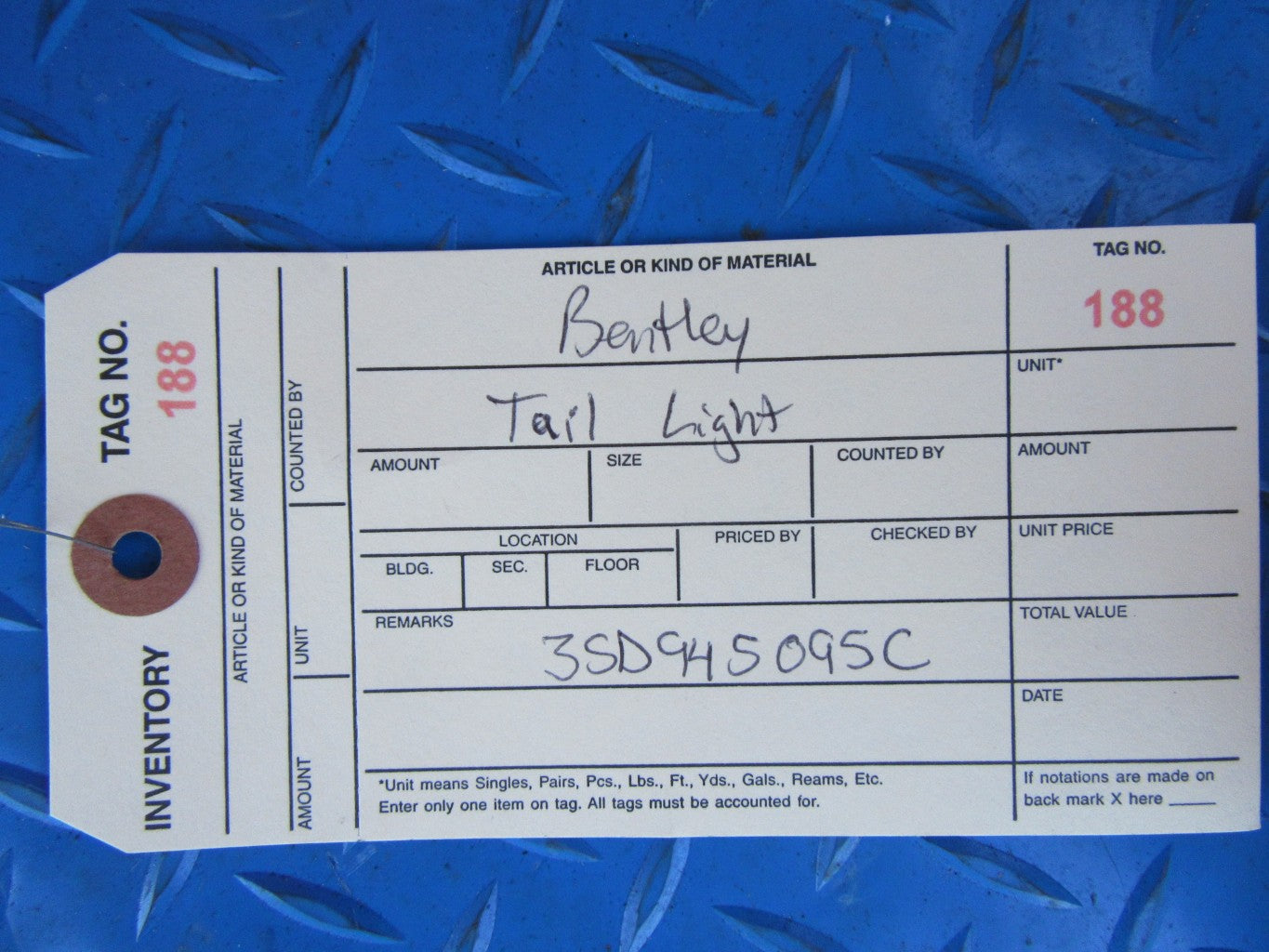 Bentley Continental GT left tail light #0188