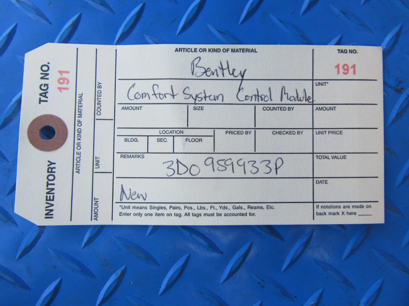 Bentley Continental Flying Spur comfort system control module #0191
