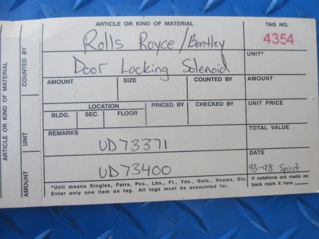 Rolls Royce Silver Spirit Bentley Brooklands door locking solenoid #4354