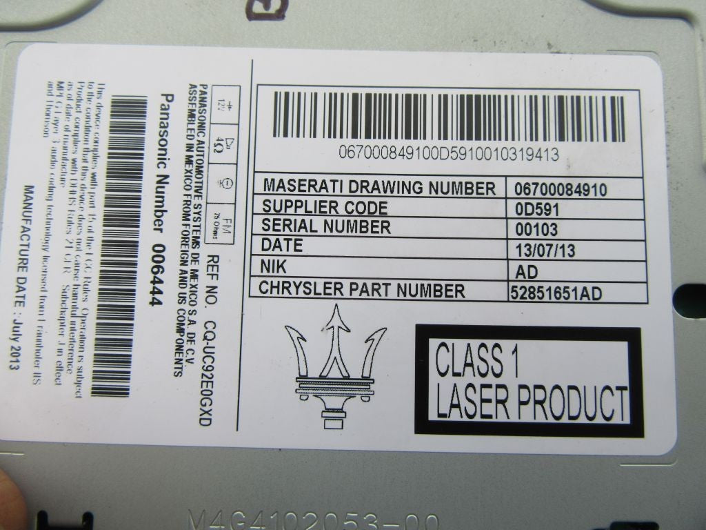 Maserati Ghibli Quattroporte radio head unit #8376