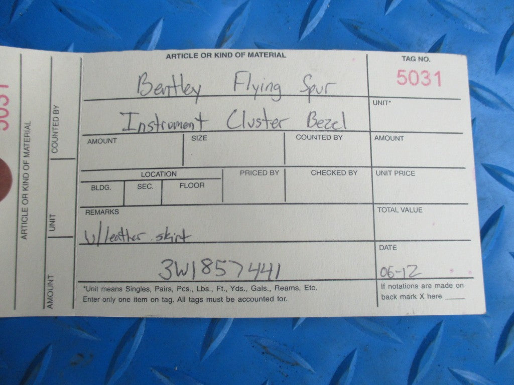 Bentley Flying Spur instrument cluster speedometer bezel with trim #5031