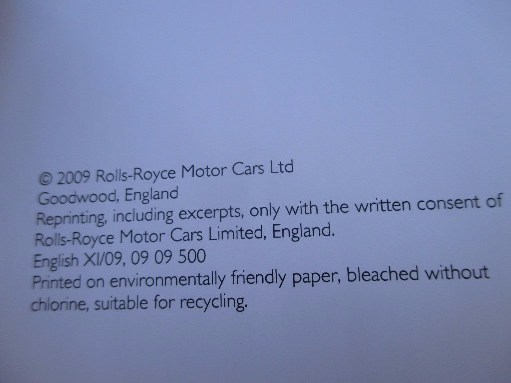2010 Rolls Royce Ghost Owners Manual