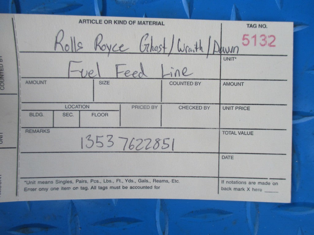 Rolls Royce Ghost Wraith Dawn fuel feed line #5132