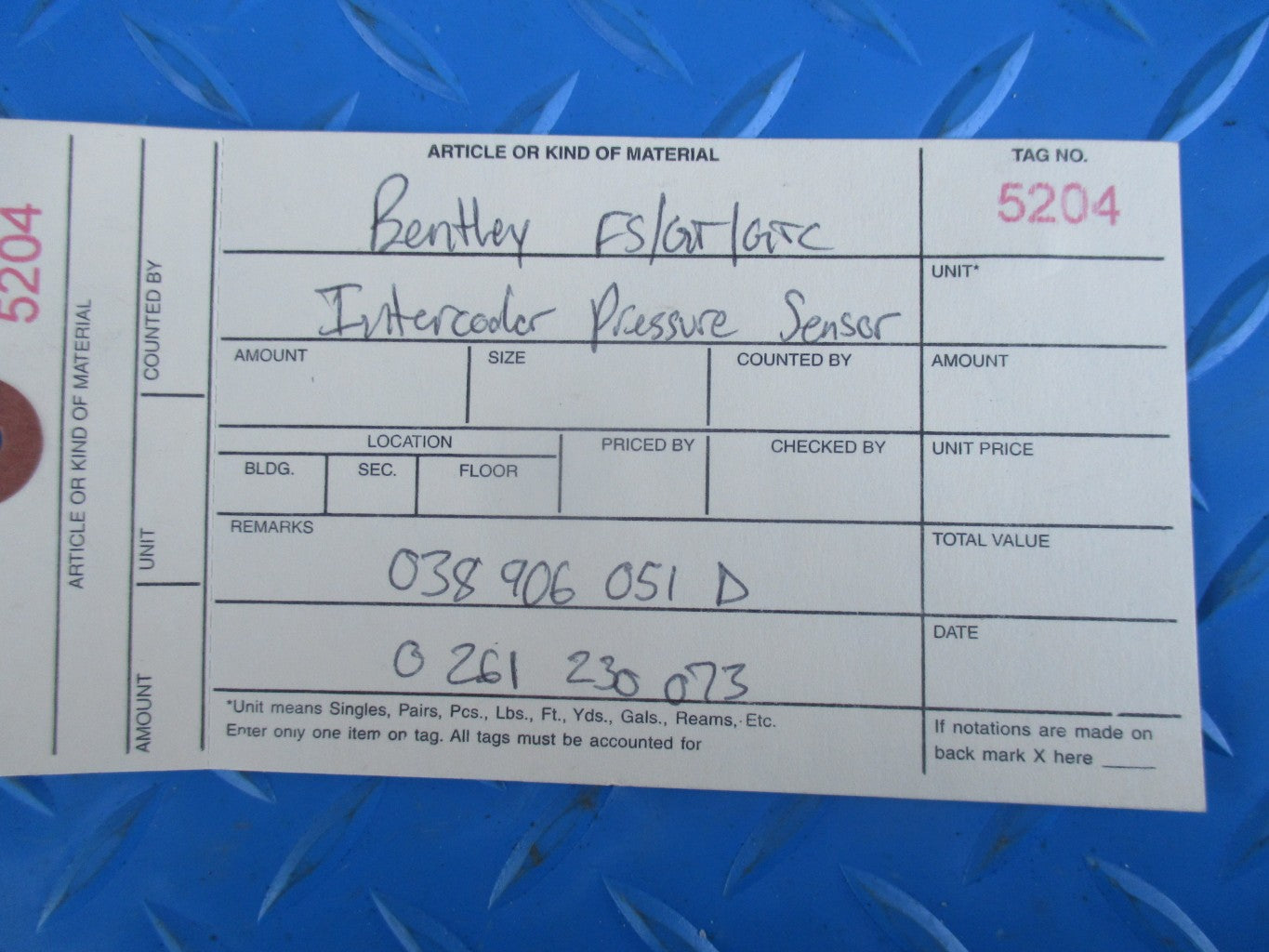 Bentley Flying Spur GT GTC intercooler pressure sensor #5204