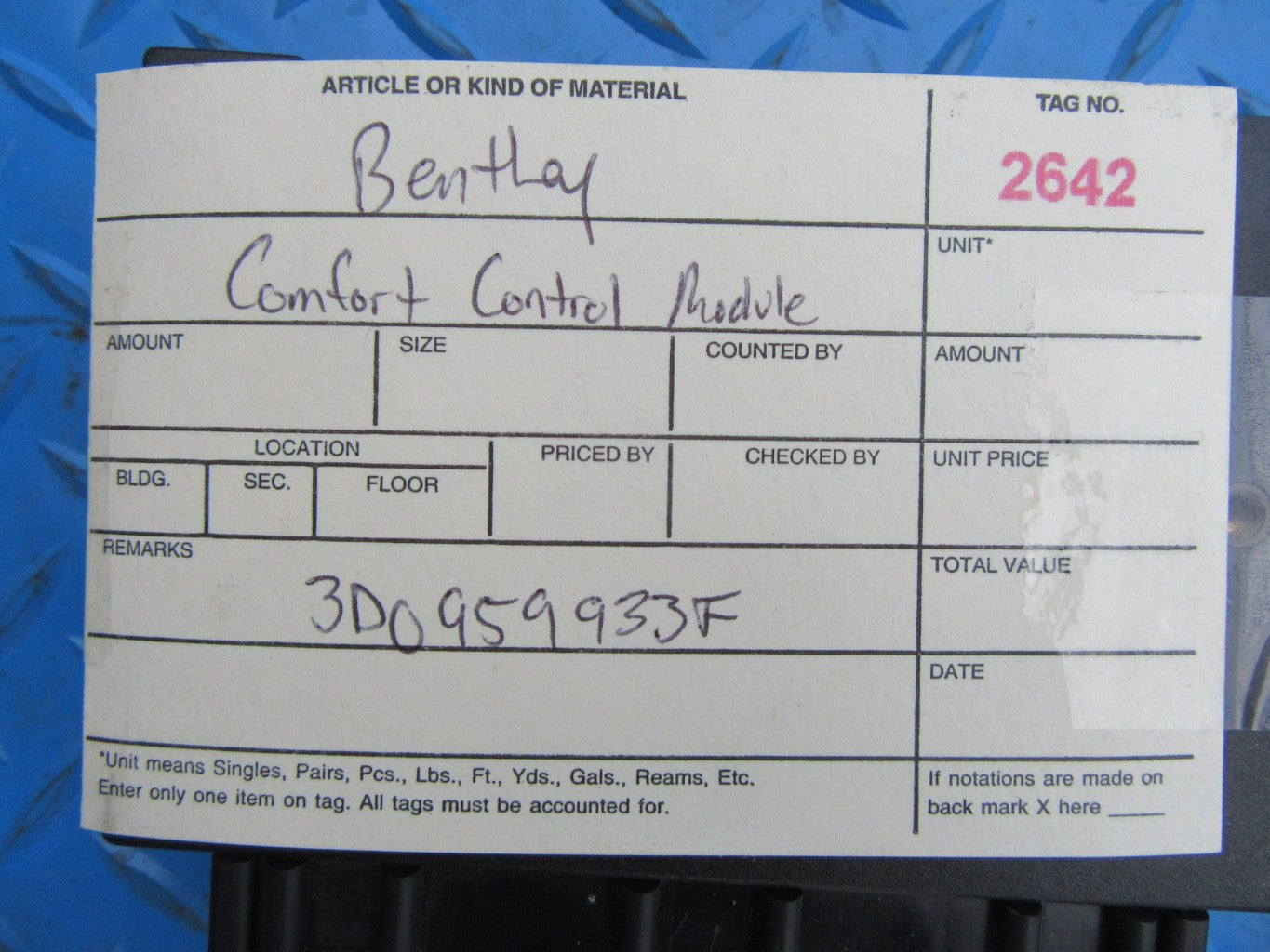 Bentley Continental Flying Spur GT GTC comfort control module #2642