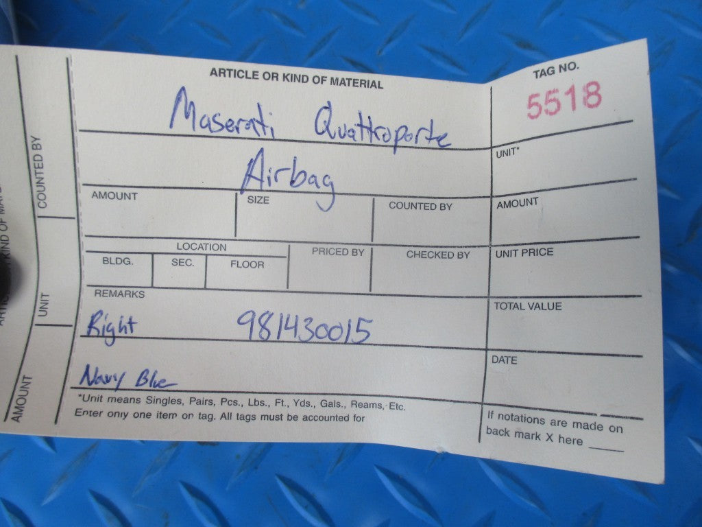 Maserati Quattroporte right passenger side dashboard airbag #5518