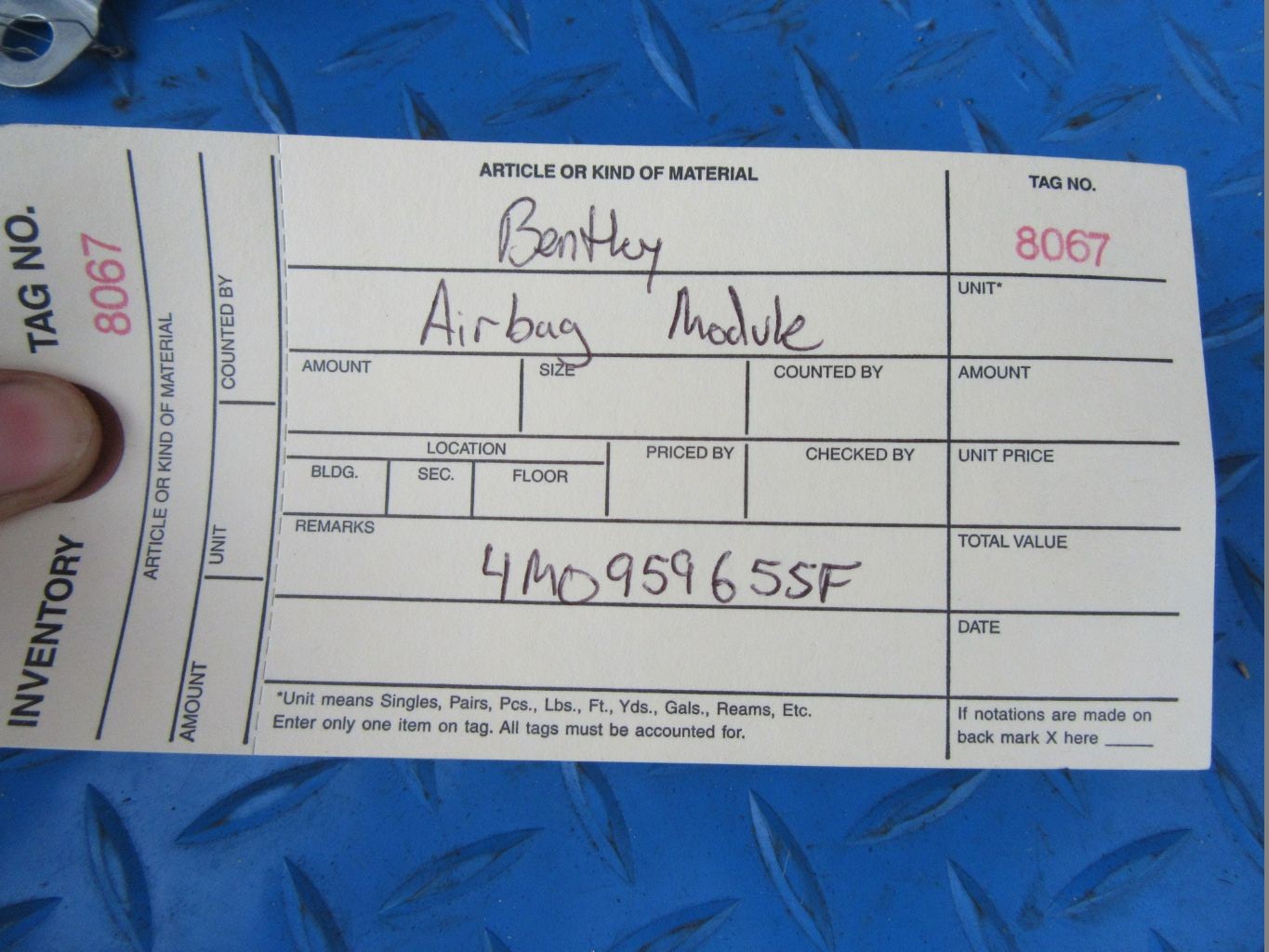 Bentley Bentayga SRS airbag module #8067
