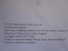 2010 Rolls Royce Ghost Owners Manual CD